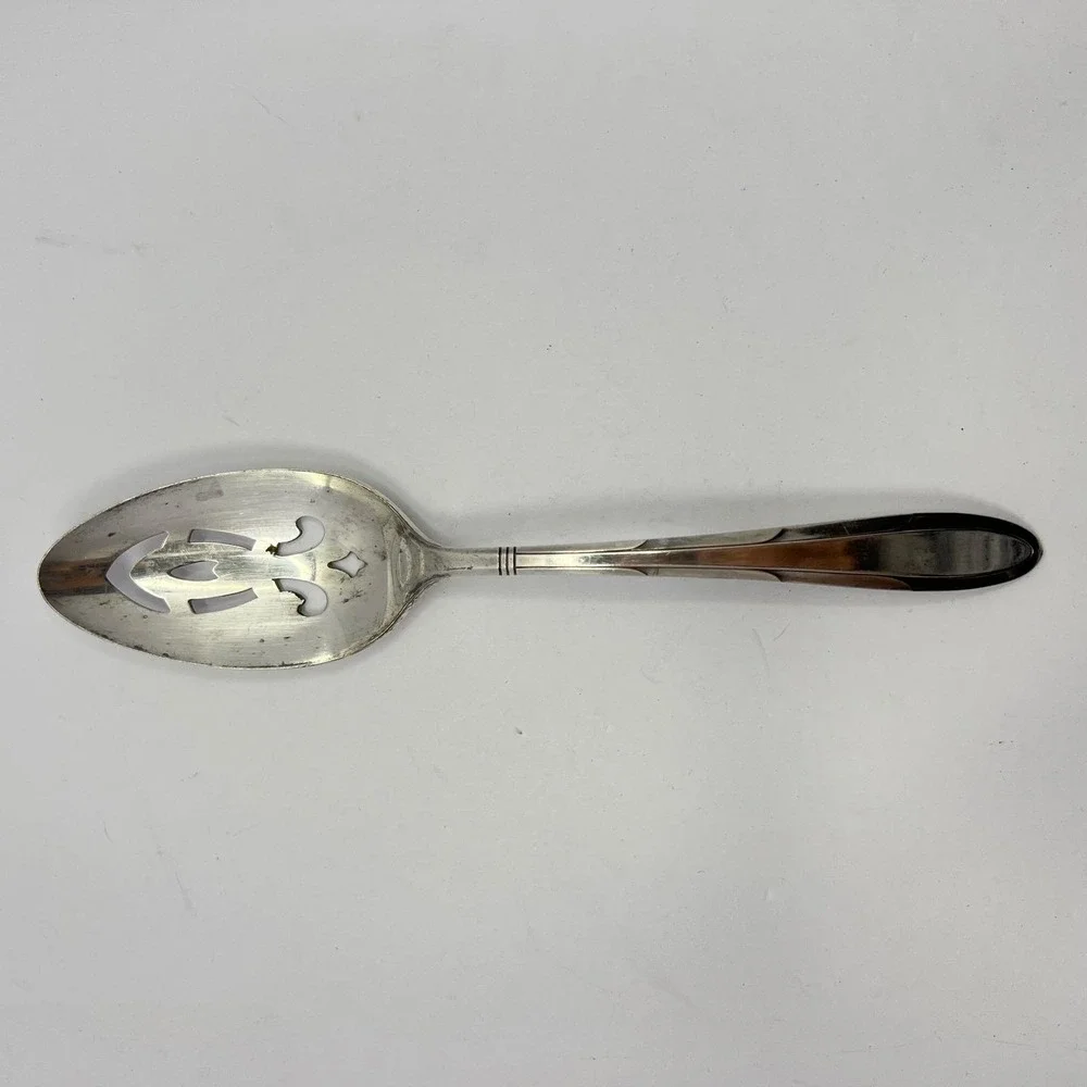 Reverie Pierced Serving Spoon Nobility Plate Silverplate 1937 Art Deco Flatware